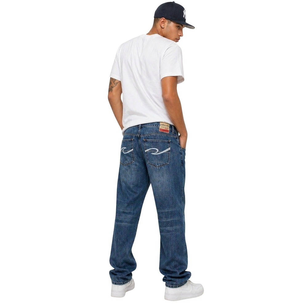 Pelle Pelle Marc Buchanan Baggy‎ Jeans Embroidered Piped Side Stripe Men 42x34